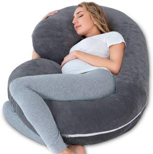 Mom's Moon Luxury Velvet C Shape Microfibre Solid Pregnancy Pillow Pack of 1