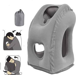 PALAY Inflatable Neck Air Pillow for Sleeping, Support Head, Chin, Neck and Lumbar Air, Cotton Solid Travel Pillow Pack of 1