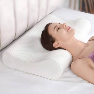 TLK-HWB Memory Foam Orthopaedic Pillow Pack of 1 Nature Cervical Contour Memory Foam Pillow + Anti-Snoring + Stomached + Side Sleepers