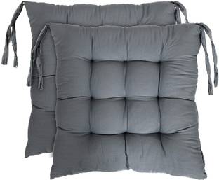 rangat craft NA Microfibre Solid Chair Pad Pack of 2