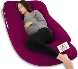 Mom's Moon Premium Multipurpose Microfiber Solid With 100% Cotton Cover And Zippered cover Microfibre Solid Pregnancy Pillow Pack of 1