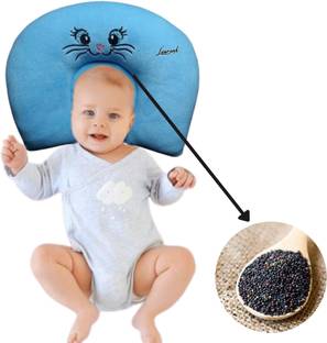 Laurant Velvet U shaped , Baby Head Shaping Takiya for New Born Baby Mustard Seeds Animals Baby Pillow Pack of 1