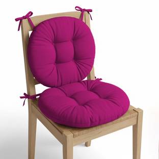 Mom's Moon Microfibre Chair Pad Pack of 2 Solid Plus Comfort Round Cushion 18 x 18 Inch