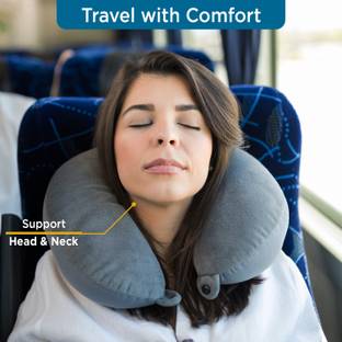 Sleepsia Microfibre Travel Pillow Pack of 1 Solid Velvet Neck Travel Pillow I Travel Pillow for Long Road Trips and Flights -