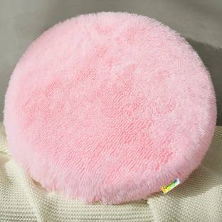 Cozyert Round fur pillow Microfibre Solid Cushion Pack of 1