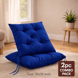 Arvabil Cotton Chair Pad Pack of 2 Solid seating cushion (pad)