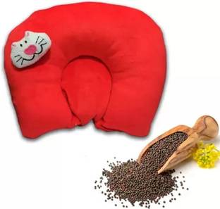Millionminds Newborn Baby Head Shaping Pillow Neck Support Cushion for 0 To 12 Months Mustard Seeds Solid Baby Pillow Pack of 1