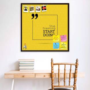 Artzfolio Stop Dreaming Start Doing D2 Printed Bulletin Board Notice Pin Board Soft Board | Dark Brown Frame 12inch x 12inch (30.5cms x 30.5cms) Bulletin Board Bulletin Board
