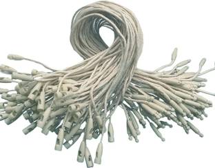 Aakriti Wax Hang Tag String Rope with Snap Lock Pin Loop Fastener Hook Ties for Clothes, White Wax Tag  Pins