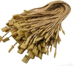 Aakriti 7" Hang Tag String Hemp Twine Strings Price Fastener with Snap Lock Pin, Jute and Plastic  Pins