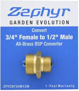 Zephyr Converter Coupling Convert 3/4in. Female to 1/2in. Male (Brass) 2-Way Coupling Pipe Joint