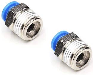 SLVC 6mm 1/2 Thread Pneumatic Push Quick Connect Fittings Air Line Connector,2-PCS 1-Way Union Pipe Joint