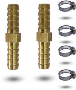 ESEKSAFAR 2pc 2 Way Brass Connector & 4pc Clamp for 8mm internal diameter gas pipe 2-Way Reducer Pipe Joint