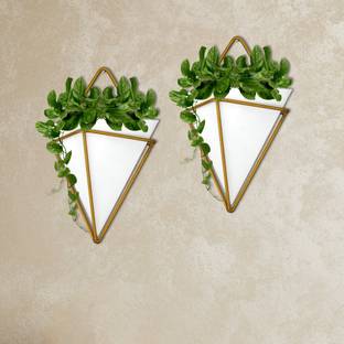 Urban Plant White Wall Vessel Small Metal Hanging Pot Plant Container Set