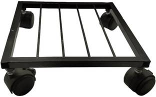 Easyroot Metal Black Square Plant Stand with Wheels for Flower Pots For Balcony Plant Container Set