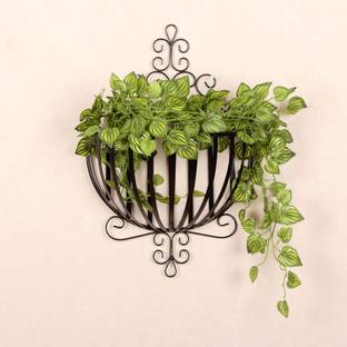 PRIME KRAFTS Wall Mounted Metal Planter Basket Half Round Hanging Flower Holder, Brown Plant Container Set