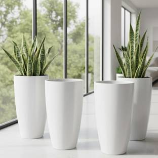 Muddstyles Plastic Tower Pot 14 inch Flower Pots for Home Office Garden Balcony Plant Container Set