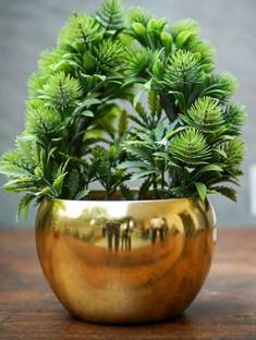 Greenele Golden Electroplated Metal Plant Pot for Indoor/Outdoor Plant,Living Room,Office Plant Container Set