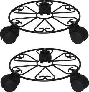 D&V ENGINEERING Heavy Duty Round Plant Stand with Rolling Wheels | Indoor Plant Display Stand Plant Container Set