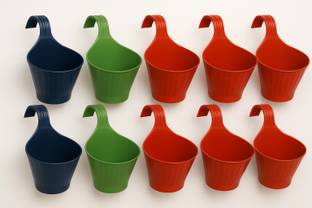 Joymart Stylish flower Pots railing Indoor Outdoor Plastic Light weight hanging Planter Plant Container Set
