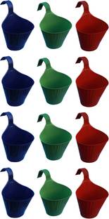 Picvel Premium Railing Hanging Flower pots Indoor Outdoor Stylish Gardening Planter set Plant Container Set