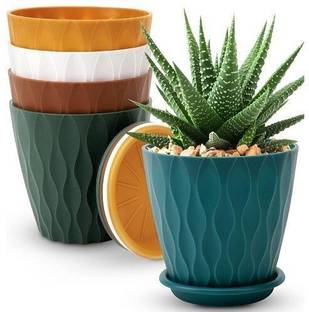 moonlike Round Flower Pots with tray for Home & Decoration Planters, Terrace, Garden Etc Plant Container Set