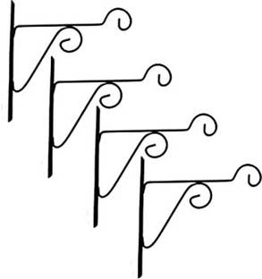 VINAMRA Wall Brackets, Metal Hanging Hooks for Indoor Outdoor Planter - Black - Set of 4 Plant Container Set