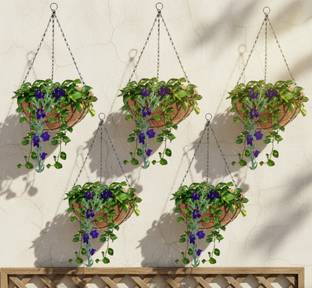 Muddstyles Coco Liner Basket Hanging Planter 10 inch With Liner And Metal Chain Plant Container Set