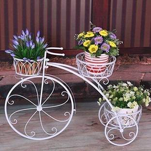 Bee Creative Iron Cycle Design Pot Stand Flower Balcony Indoor Outdoor Stand Without Pot Plant Container Set