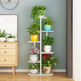 G M Crafts 6 TIER 7 POTTED METAL POT STAND FOR OUTDOOR INDOOR BALCONY GARDEN {NO POT} White Plant Container Set