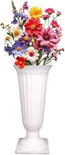 Garden's Need 17-Inch White Color Trumpet Shape Plastic Frooti Indoor Flower Vases | Set of 1 Plant Container Set