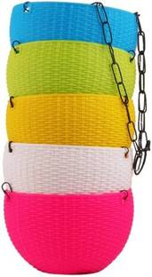 Virajsanchi Enterprises Hanging Pots - Euro Basket Multicolor Plant Container Set