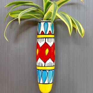 lazy gardener Ceramic Magnetic Planter Stand for refrigerator, Red & blue Plant Container Set