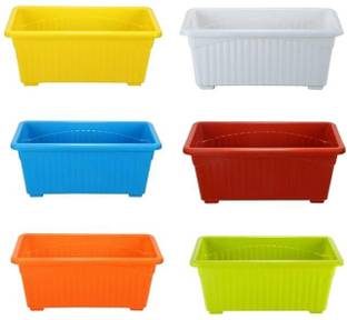 NurseryNamo Multicolor rectangular Plastic Pot for Plants, for Home, Window Display, Garden Plant Container Set