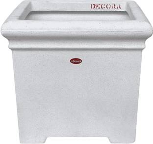 ENGRAFT SAPLINGS DECORA Kubix Fiber Planter (Stone White)(TS40)(16*16*14.5") Plant Container Set