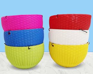 Flipkart SmartBuy (Pack of 6) 7" Woven Design Hanging Basket Plant Pots Planters Plant Container Set