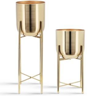 Bee Creative Plant Stand Metal Potted Multiple Flower Pot Holder Shelf Indoor Plant Container Set