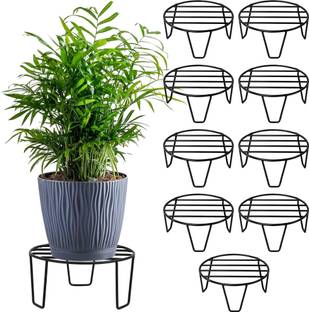 Nurturing Green Black Circular Stands for Balcony, Garden, Living Room Plant Container Set