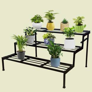 VINAMRA28 3 Step Stand for Multiple use and Planters Stand,Black, set of 1 Plant Container Set