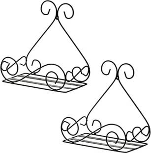 Green Gardenia Metal Wall Mount Stand for Indoor Plants Set of 2, Galvanized Iron Bucket(Black) Plant Container Set
