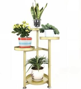 ICON CREATION 04 Tier Modern Plant Stand for Living Room Corner Balcony Window Patio (Gold) Plant Container Set