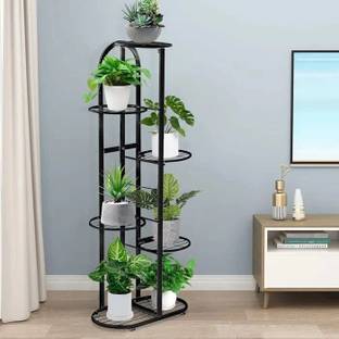 MF WORLD Flower Plant Stand, Wrought Iron Planter Stand Outdoor , Indoor, Balcony Side Plant Container Set