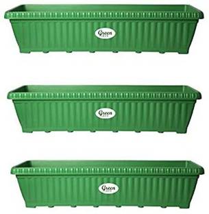 GREENLIVE 25 inch Green Rectangular Plant Container Set