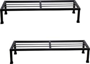 VINAMRA28 Matt Black 24 inches Rectangular Shape Metal Plant Stand, Home Decor-(set of 2) Plant Container Set