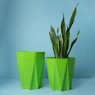 Mrida and Maati 10 Inch Flower Pots for Home (3 Pcs,GREEN) Indoor & Outdoor Gamla, Gardening Big Plant Container Set