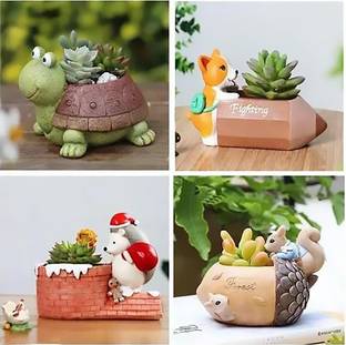 Vikarafty Resin Pot Combo pencil, turtle pot, christmas pot igloo Fleshy Succulent Planter Plant Container Set