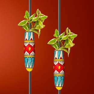 lazy gardener Ceramic Magnetic Planter | Unique Decorative Planter Stand Set of 2 Plant Container Set