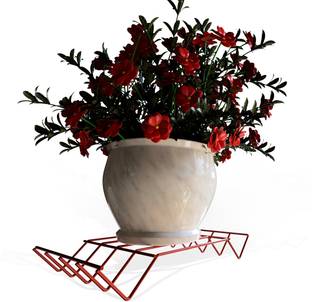 Meshable Meshable CoCos Durable & Rust Proof Metal Plant Stand (2 Shelves, Red) Plant Container Set
