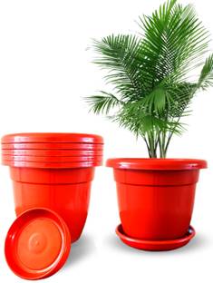 SNSHOPEE (Pack of 6) Premium 10" Plant Pots with Bottom Plate Planters Flower Pots Plant Container Set