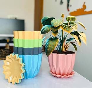 COULERS Star Flower Pots with tray for Home & Planters, Garden Plant Container Set Plant Container Set